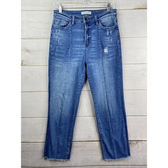 Flying Monkey Jeans Womens 29 Distressed Medium Wash High Rise Ankle Slit Back - Picture 1 of 12